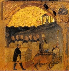 Bitino da Faenza: l'Arca col corpo di san Giuliano viene portata dal lido di Viserba al Monastero dei SS. Pietro e Paolo (ora Chiesa di San Giuliano, al Borgo)